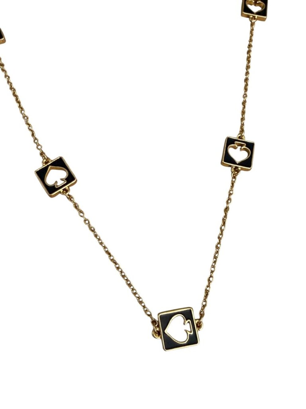NWT Kate Spade Holepunch Spade Necklace Gold Black 32" Long - Picture 7 of 10